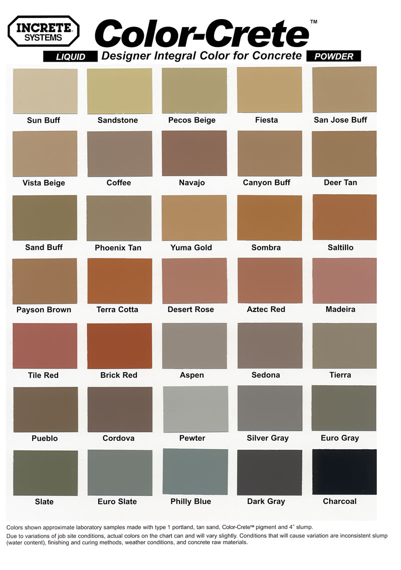 Increte Color Chart